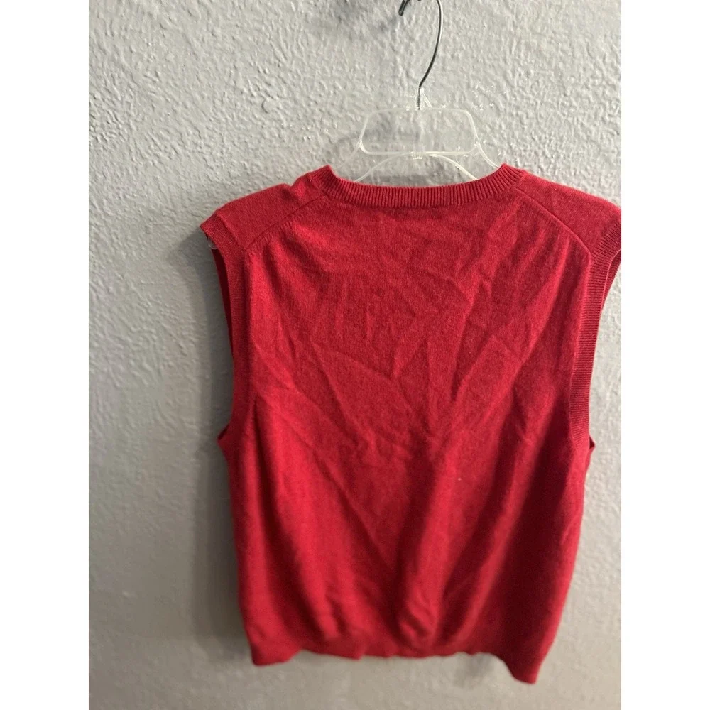 Club Room Mens Red 100% Cashmere‎ V Neck Sweater Vest Size Large